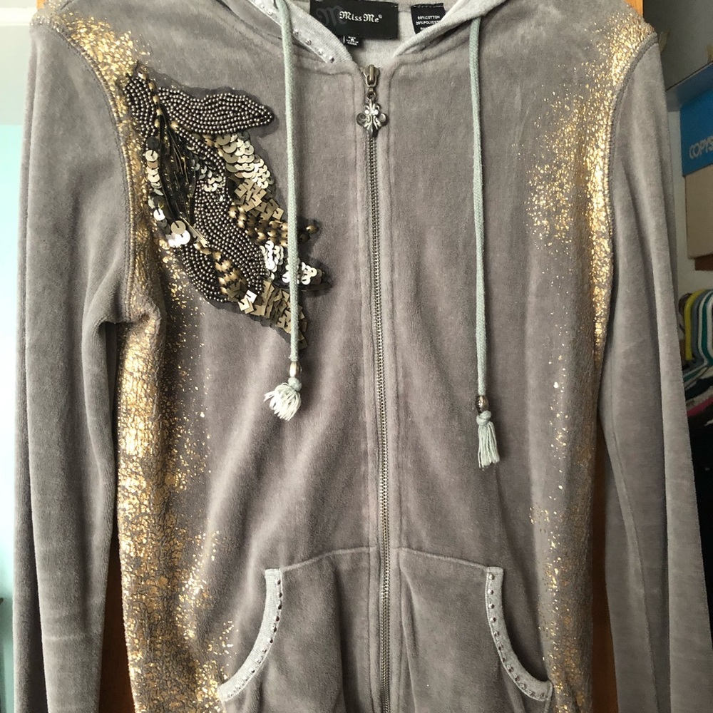 Miss Me Brand Gray Zip Up